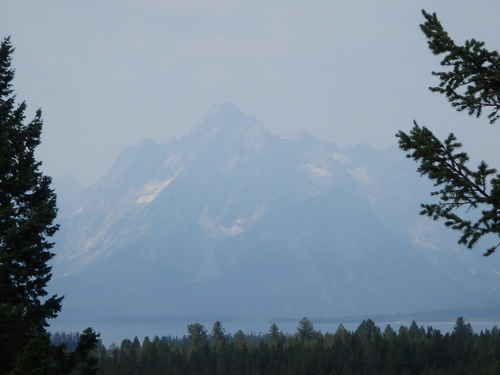 GDMBR: Mt Moran - The haze is the smoke from the Montana Forest Fires.
